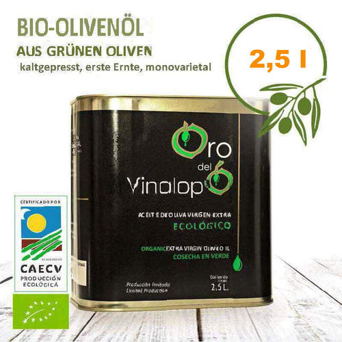 Bio Olivenöl 'Oro del Vinalopo verde' 2,5 L